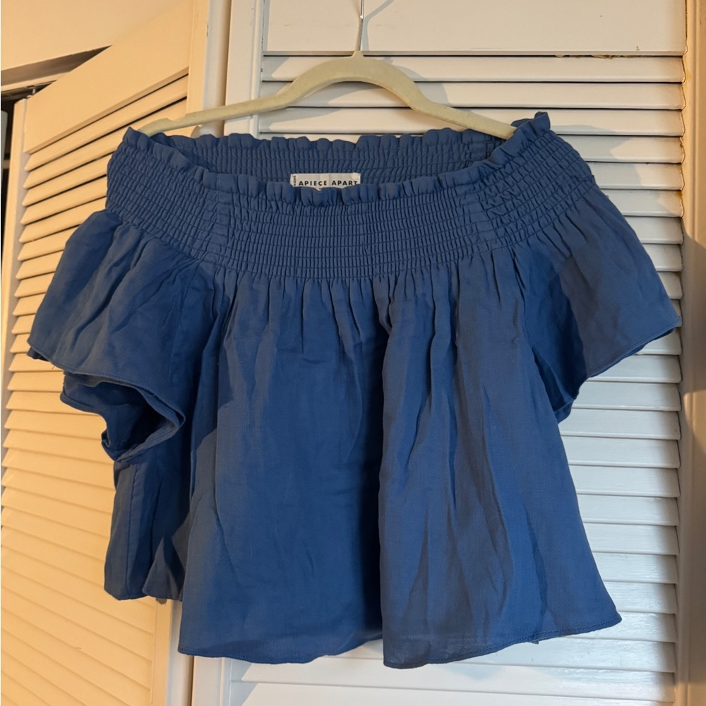 Apiece Apart Off the Shoulder Blue Top 100% cotton